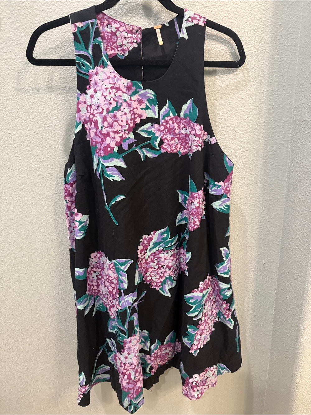 Free People Black Floral Sleeveless Tank Dress Large